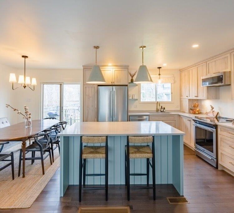 Kitchen island in new kitchen renovation project by All-Craft