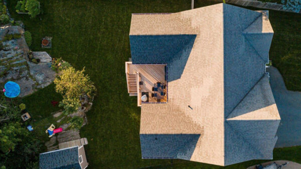 large home renovation aerial view